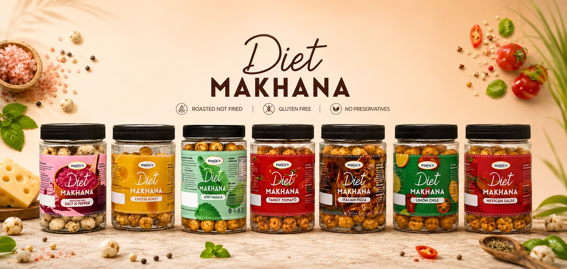 Premium crunchy muesli and makhana background